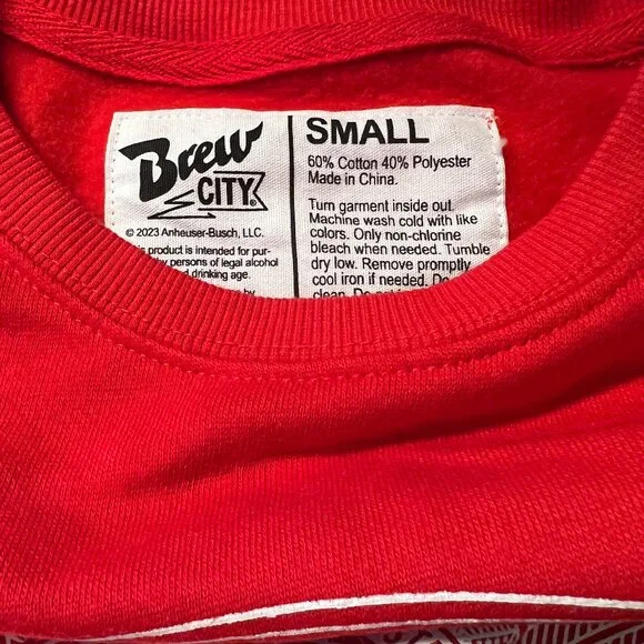 Brew City Budweiser Label Crewneck Sweatshirt NWOT Small - Picture 2 of 3